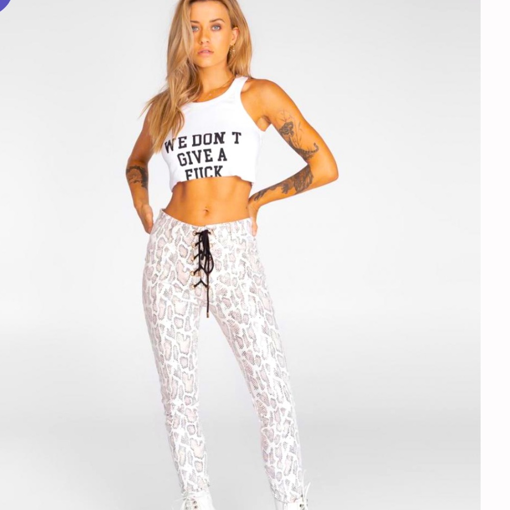 🎸🐍NWOT SEXY Hailey White Snake Pants By Jagger & Stone Sz2🐍🎸